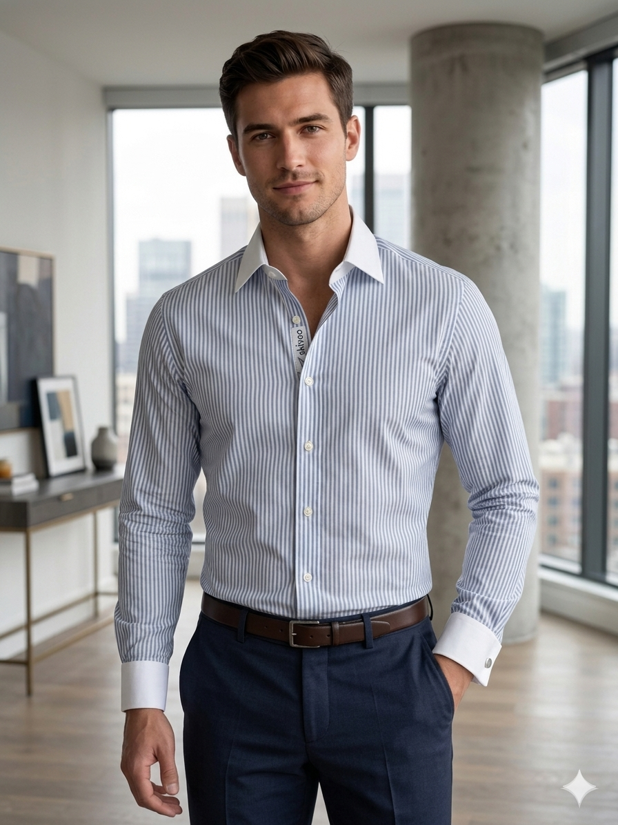 Sky stripes cotton shirt