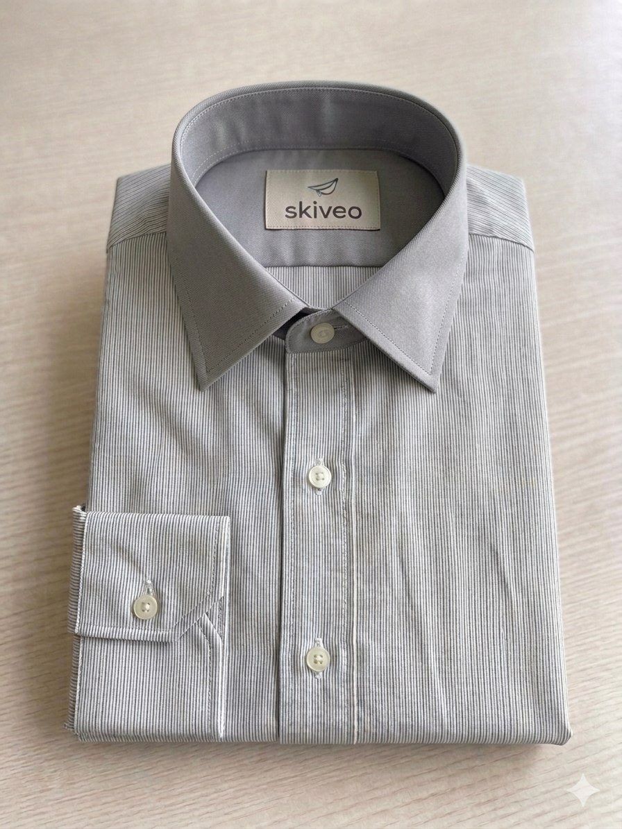 Grey - Striped cotton shirt