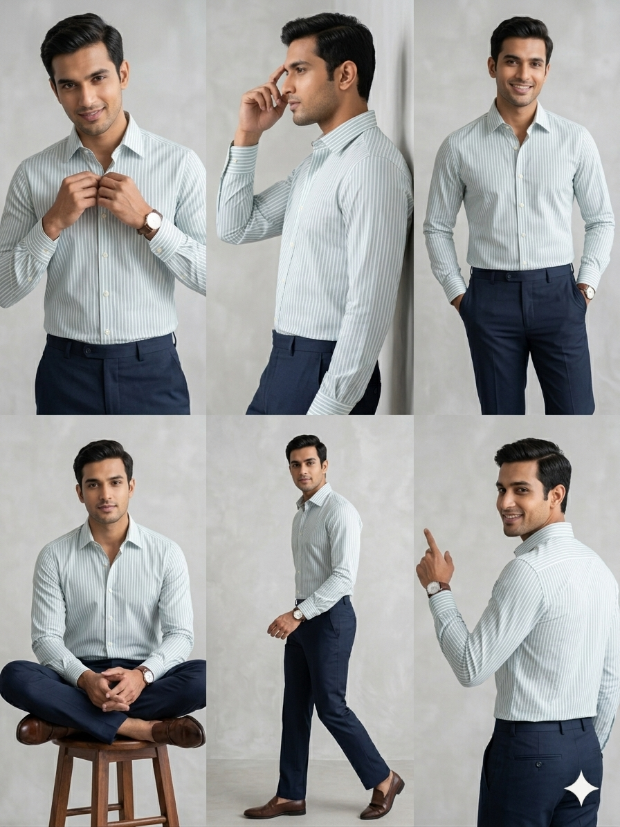 Turquoise - striped cotton shirt