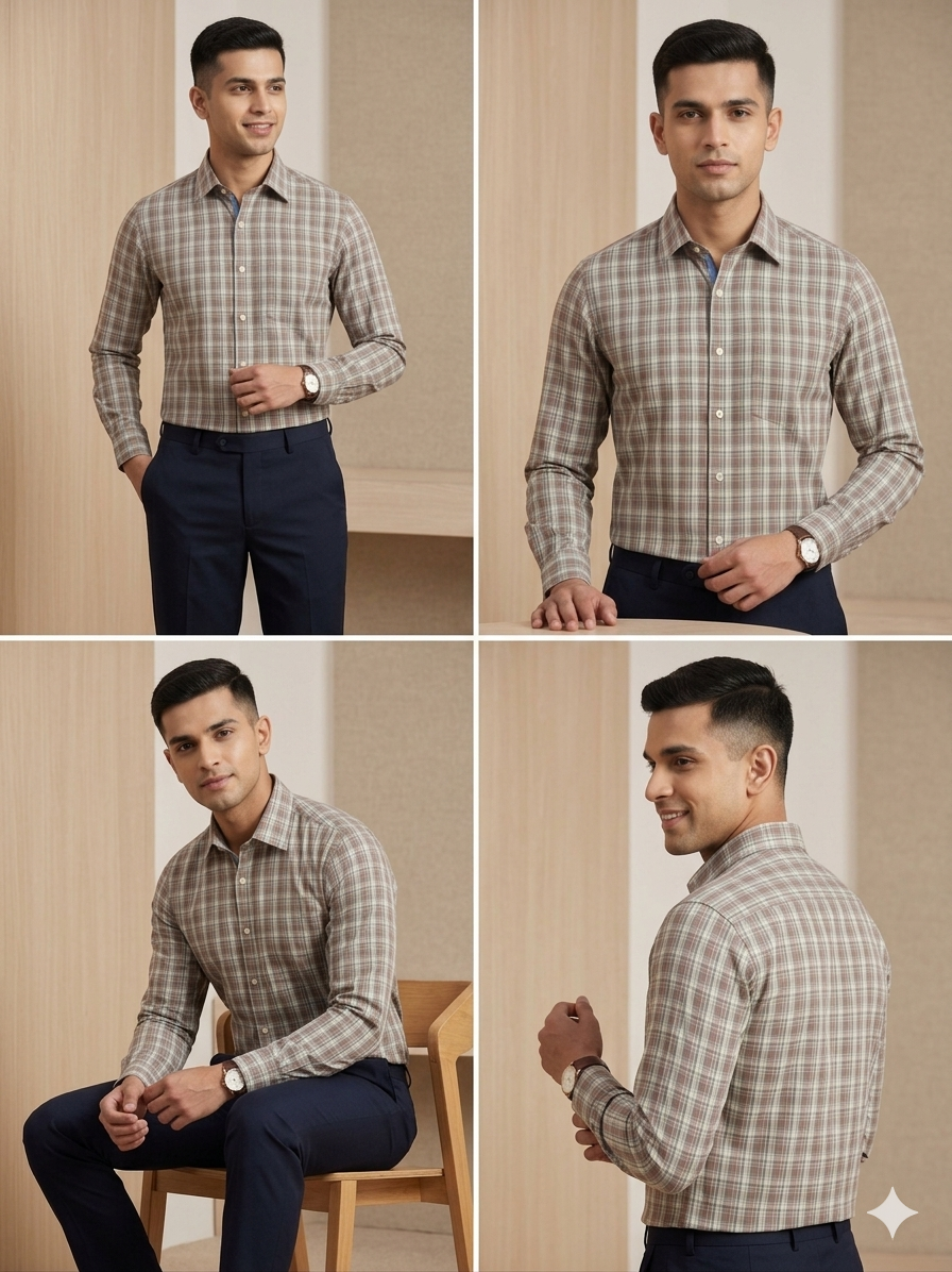 Leavandor - checkered cotton shirt