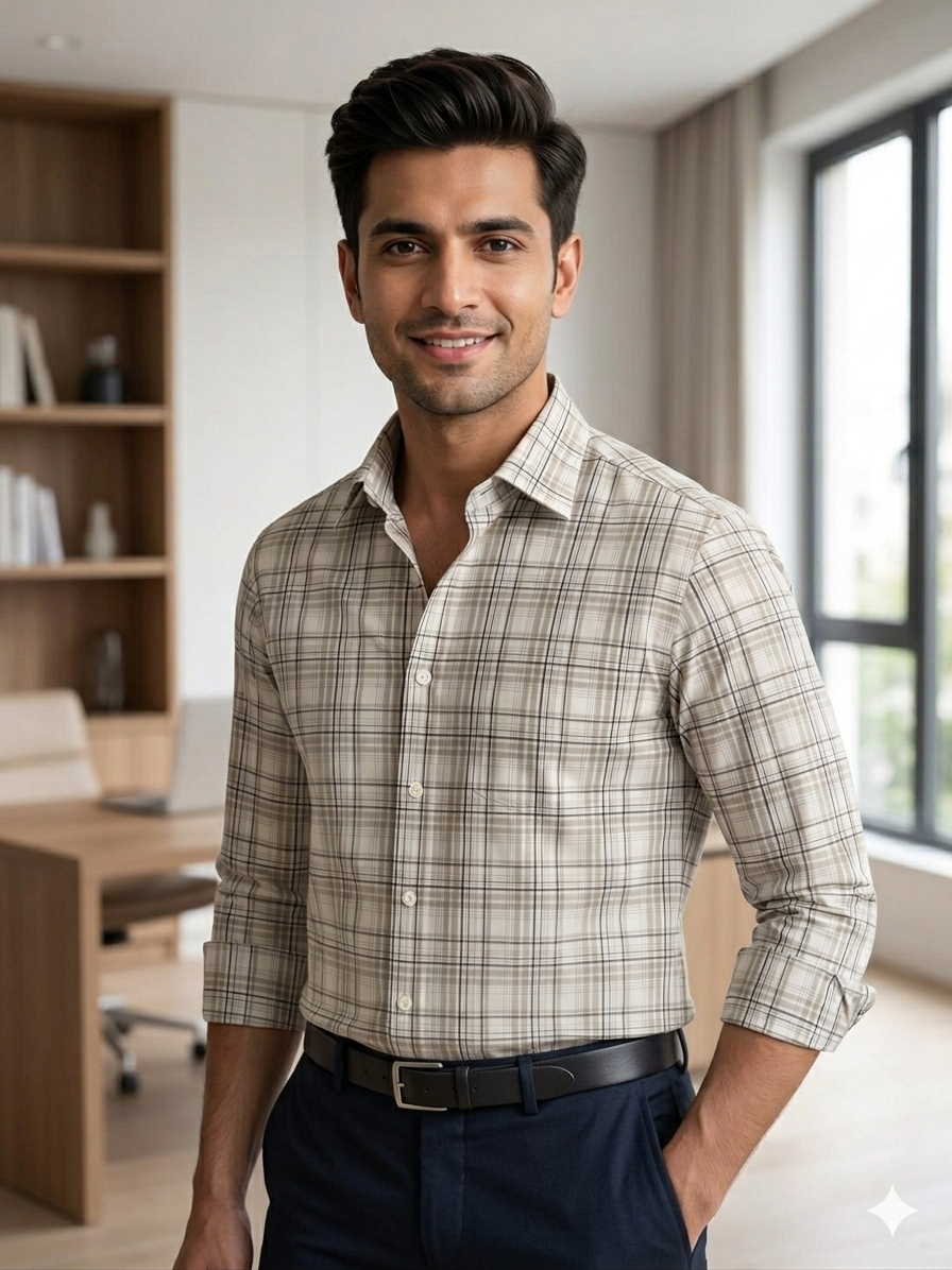 Skin - checkered cotton shirt