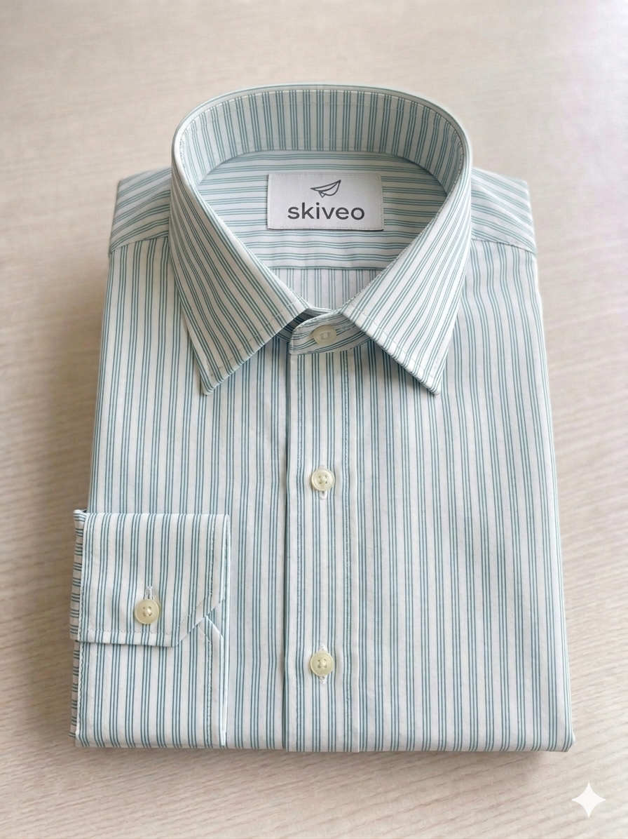 Turquoise - striped cotton shirt