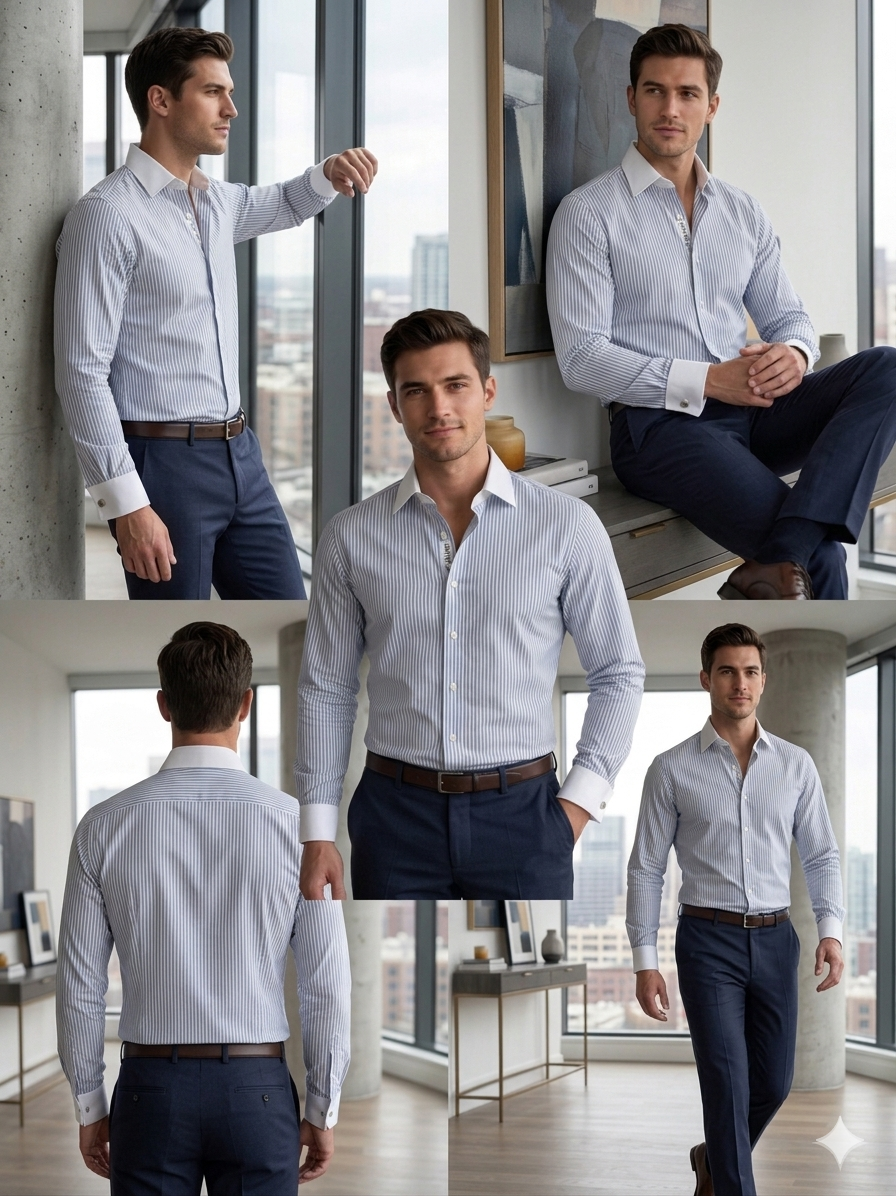 Sky stripes cotton shirt
