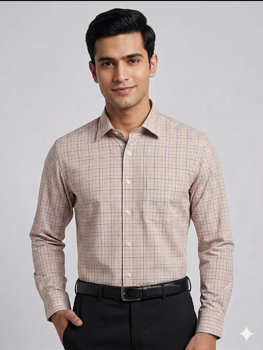 Lavender - checkered cotton shirt