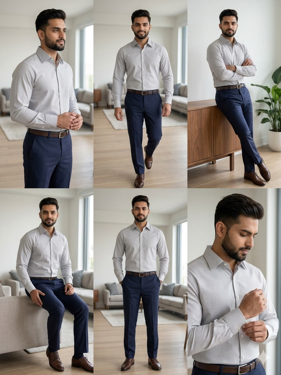 Grey - Striped cotton shirt