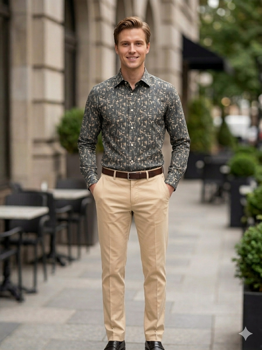Printed satin shirting
