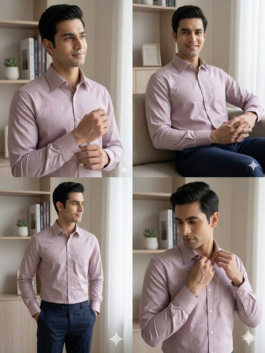 Pink - printed giza cotton shirt