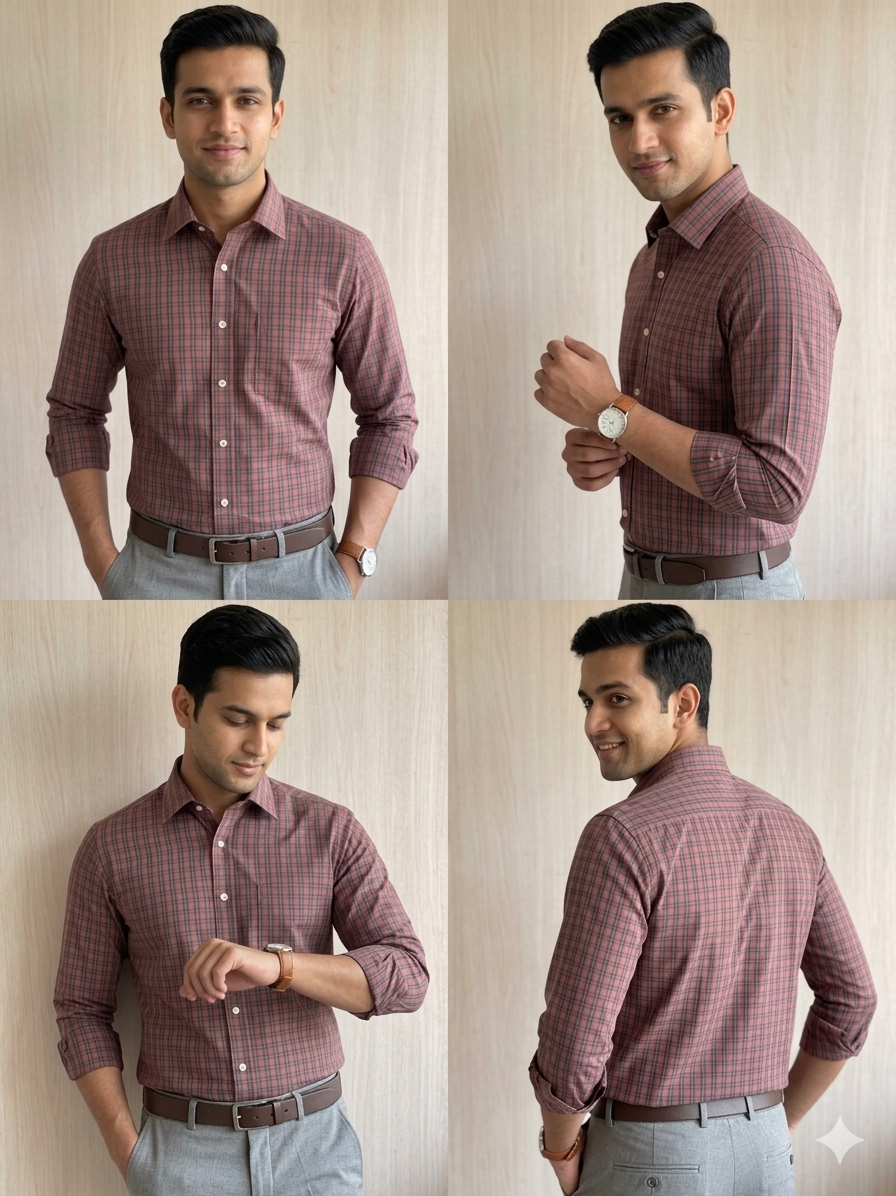 Red - checkered cotton shirt