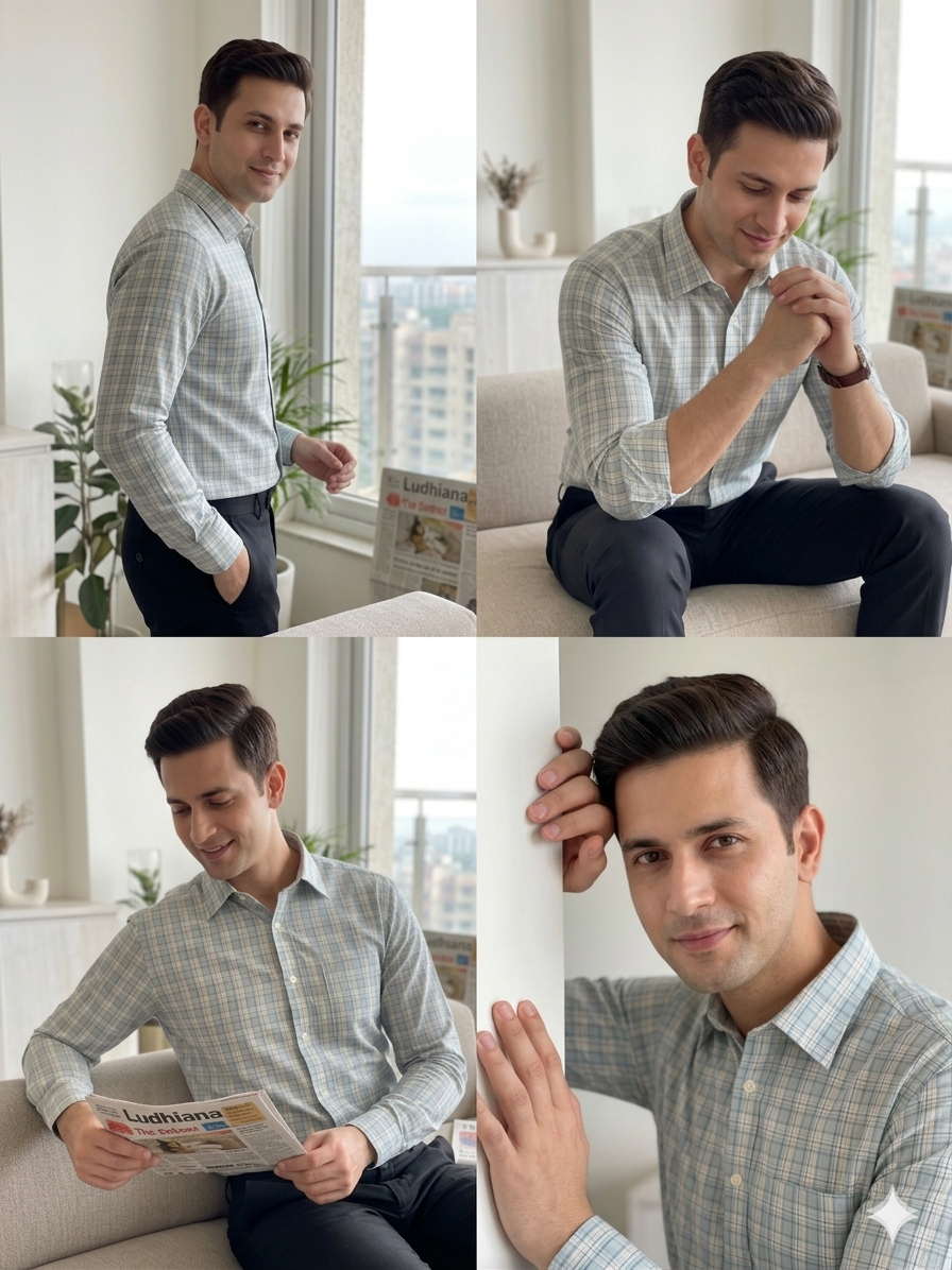 Turquoise - checkered cotton shirt