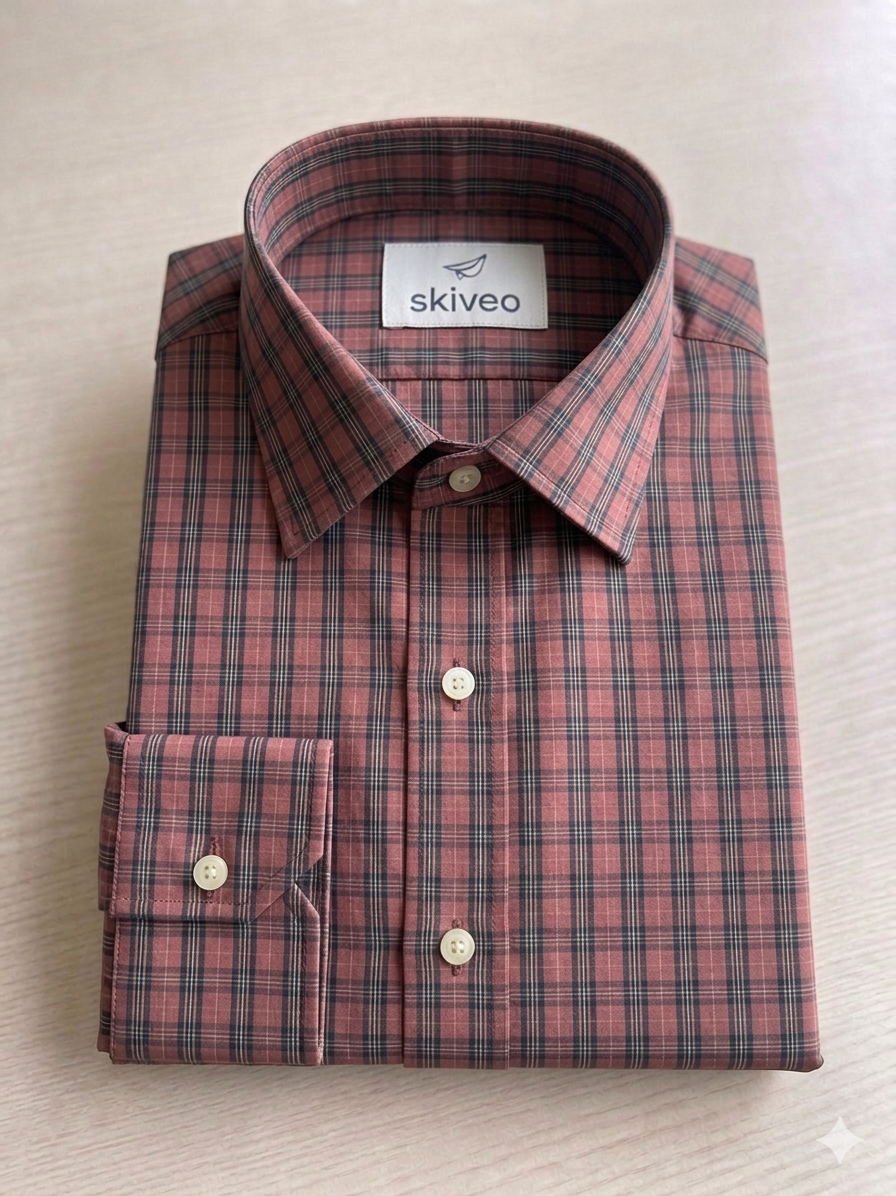 Red - checkered cotton shirt