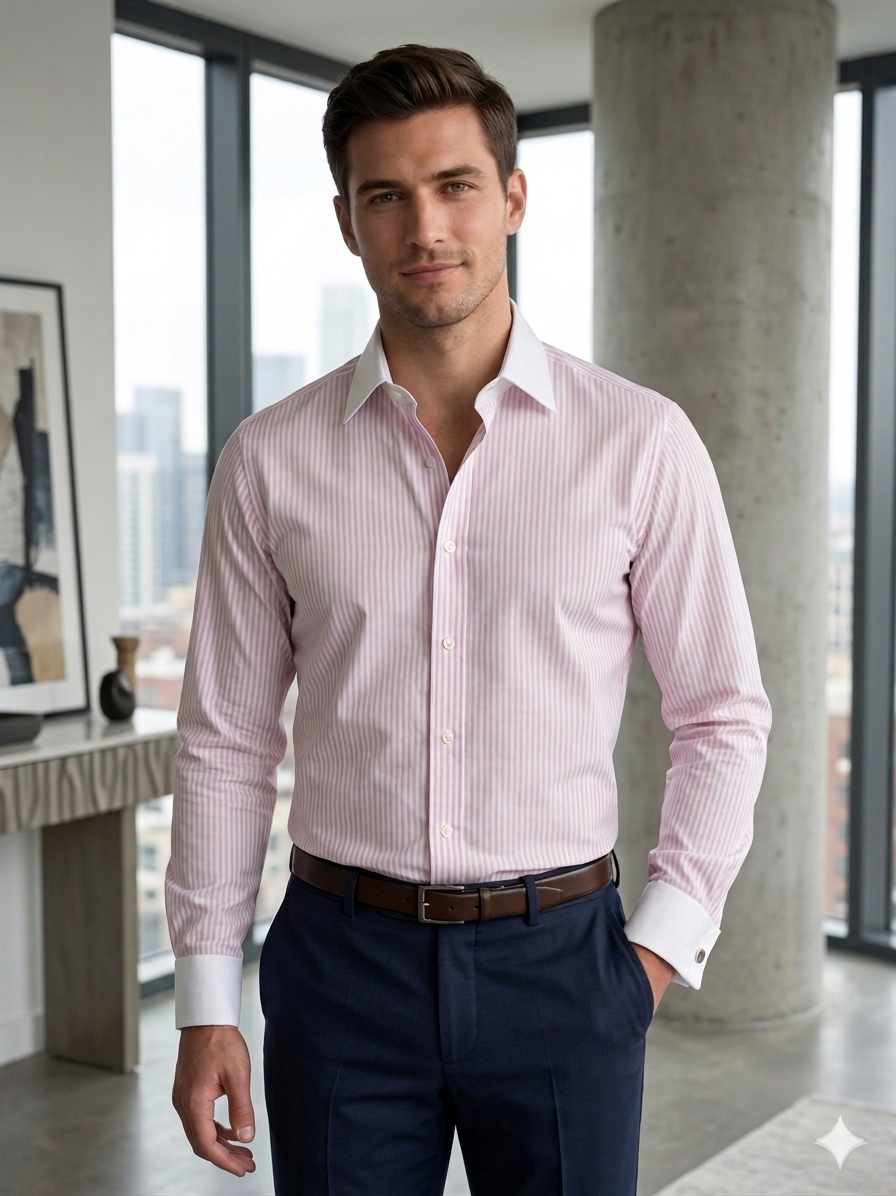 Pink stripes cotton shirt
