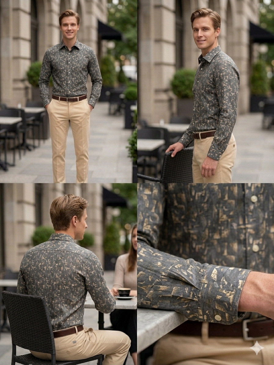 Printed satin shirting