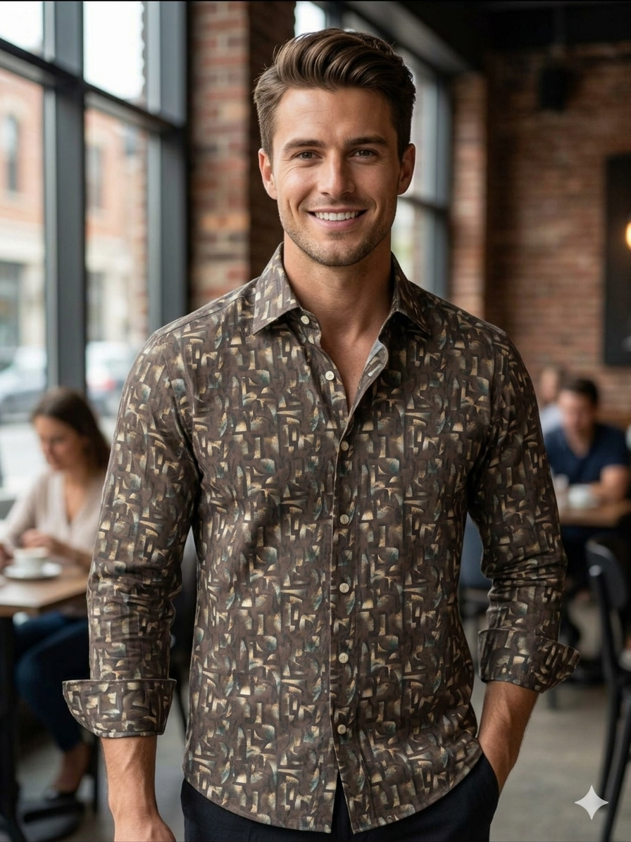 Printed satin shirting