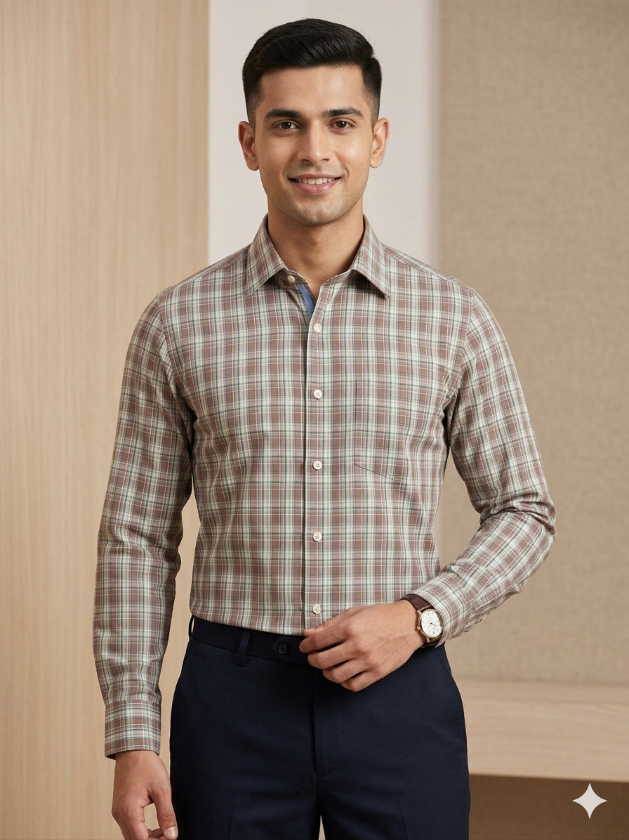 Leavandor - checkered cotton shirt